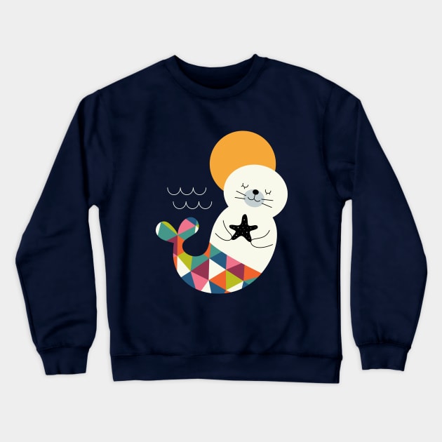 Seals Mermaid Crewneck Sweatshirt by AndyWestface